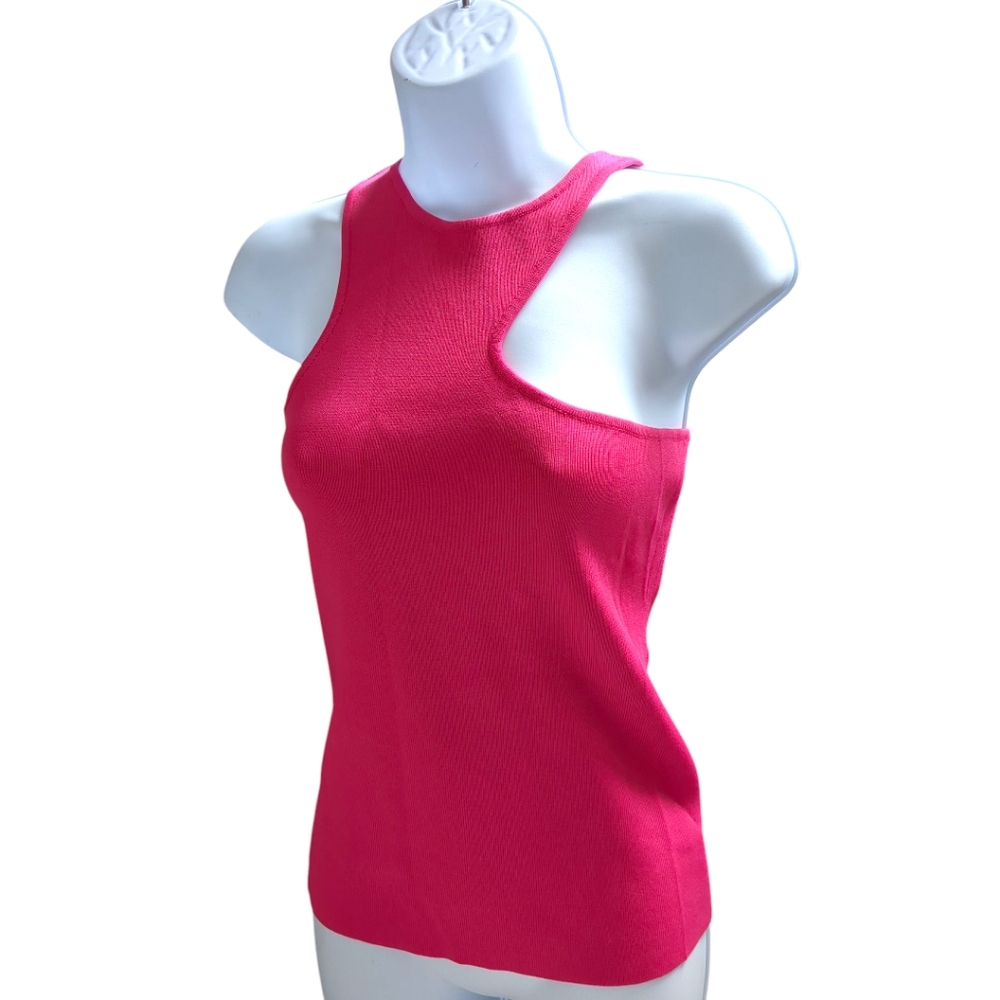 KAREN MILLEN Asymmetric Cut Out Knit Top / Sweater in Fuschia NEW SZ M